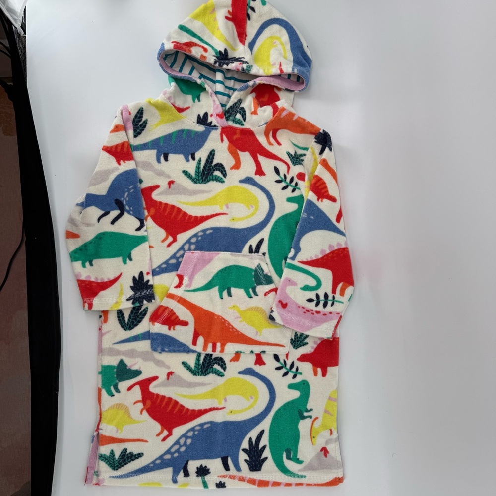 Mini Boden dinosaur toweling hoodie - Picture 1 of 3